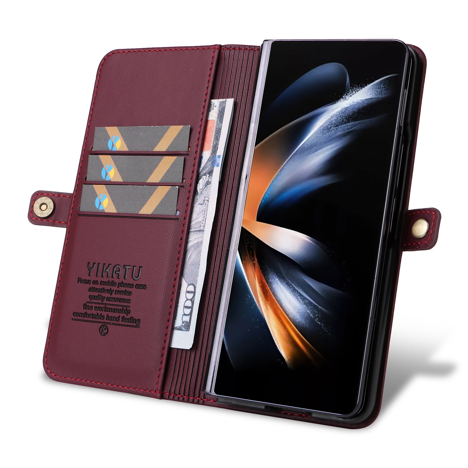 YIKATU YK- 001 for Samsung Galaxy Z Fold6 5G Case PU Leather Strong Magnetic Flip hone Cover - Wine Red YIKATU YK- 001 for Samsung Galaxy Z Fold6 5G Case PU Leather Strong Magnetic Flip hone Cover - Wine Red